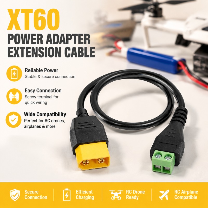 Drone Battery Adapter - Câble adaptateur XT60 mâle-femelle vers bornier